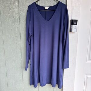 Yelete Navy Blue Long Sleeve Tunic Dress 2XL